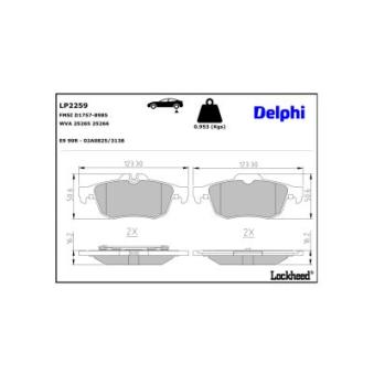 Jeu de 4 plaquettes de frein arrière DELPHI LP2259 pour NISSAN PRIMERA 1.9 DCI - 120cv