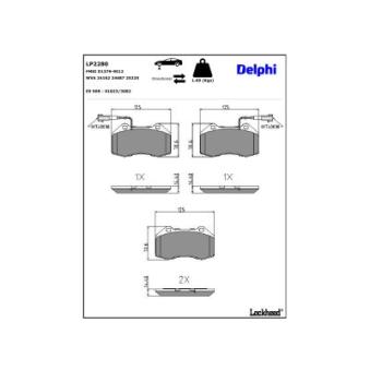 Jeu de 4 plaquettes de frein avant DELPHI [LP2280]