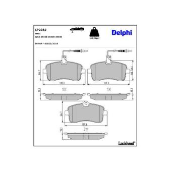 Jeu de 4 plaquettes de frein avant DELPHI [LP2282]