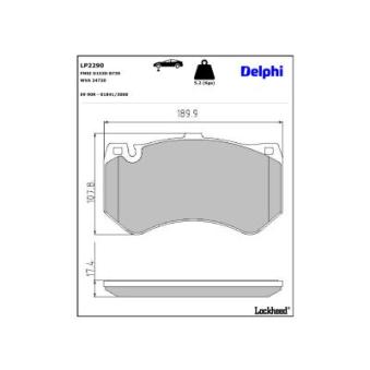 Jeu de 4 plaquettes de frein avant DELPHI LP2290 pour SAAB 900 E 63 AMG - 558cv