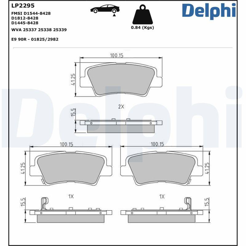 Jeu de 4 plaquettes de frein arrière DELPHI LP2295 - Visuel 1