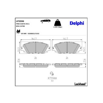 Jeu de 4 plaquettes de frein avant DELPHI OEM 77365808