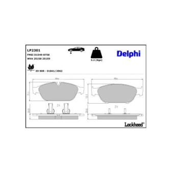 Jeu de 4 plaquettes de frein avant DELPHI OEM 4G0698151G