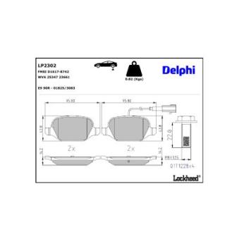 Jeu de 4 plaquettes de frein arrière DELPHI OEM 77367241