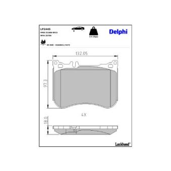 Jeu de 4 plaquettes de frein avant DELPHI OEM 0004201006