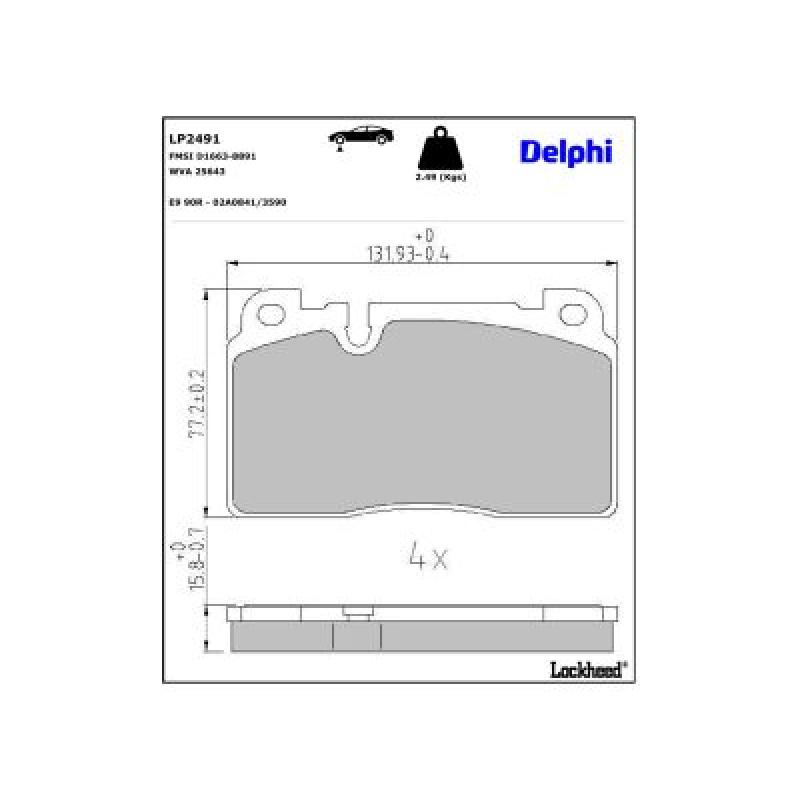 Jeu de 4 plaquettes de frein avant DELPHI LP2491 - Visuel 2