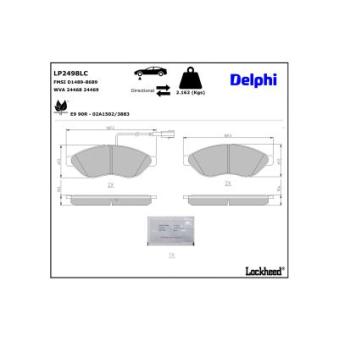 Jeu de 4 plaquettes de frein avant DELPHI OEM 1647863980 Jeu de 4 plaquettes de frein avant DELPHI OEM 1647863980