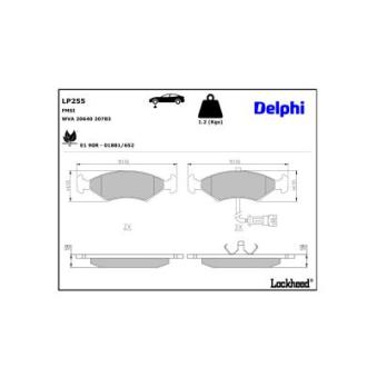 Jeu de 4 plaquettes de frein avant DELPHI LP255 pour FORD SIERRA 2.3 D - 67cv