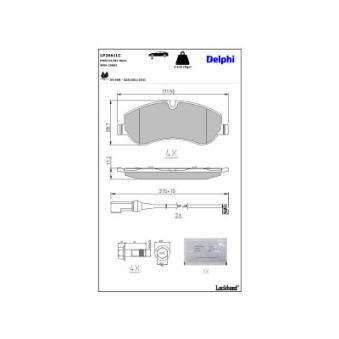 Jeu de 4 plaquettes de frein avant DELPHI OEM 2221820