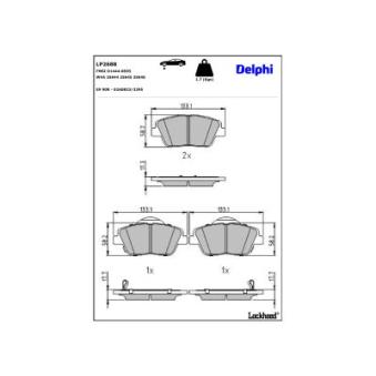 Jeu de 4 plaquettes de frein avant DELPHI LP2688 pour MG MG 2.0 CVVT - 165cv