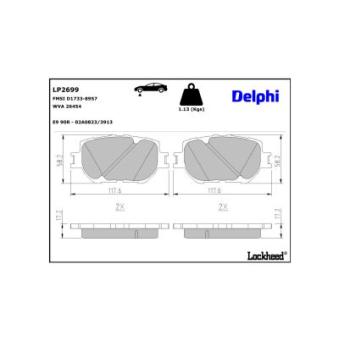 Jeu de 4 plaquettes de frein arrière DELPHI OEM 0446530480