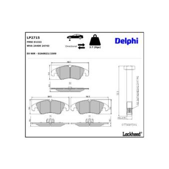 Jeu de 4 plaquettes de frein avant DELPHI OEM 1721654