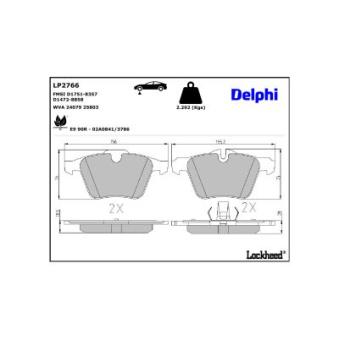 Jeu de 4 plaquettes de frein avant DELPHI OEM T2R10202