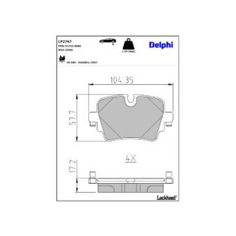 Jeu de 4 plaquettes de frein arrière DELPHI LP2767 pour JAGUAR XJ 3.0 - 340cv