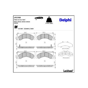 Jeu de 4 plaquettes de frein avant DELPHI OEM 8982169220