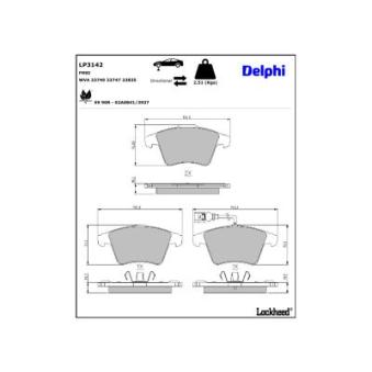 Jeu de 4 plaquettes de frein avant DELPHI OEM 7L6698151F