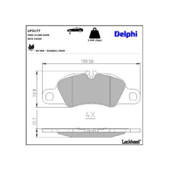 Jeu de 4 plaquettes de frein avant DELPHI [LP3177]