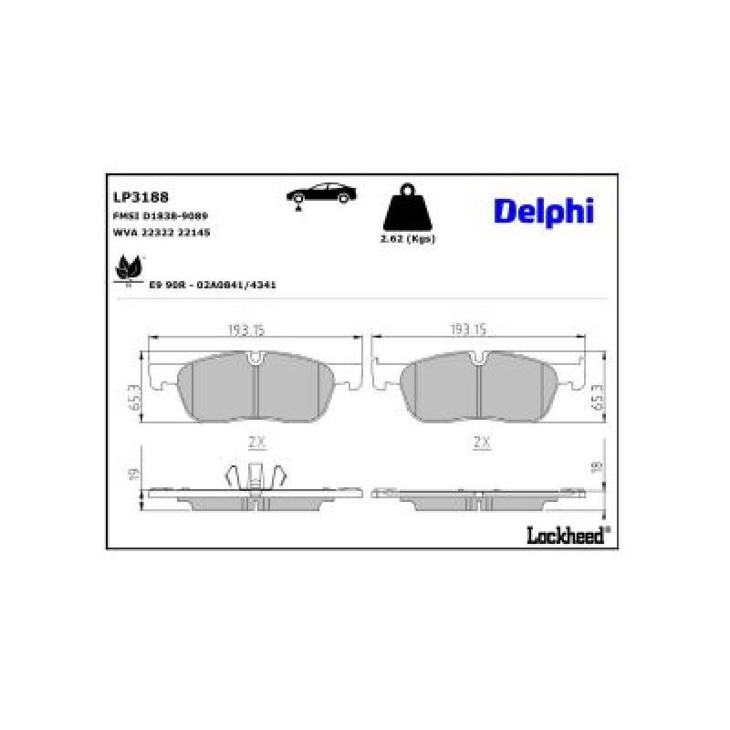 Jeu de 4 plaquettes de frein avant DELPHI LP3188 - Visuel 2