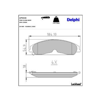 Jeu de 4 plaquettes de frein avant DELPHI OEM 68147681AA