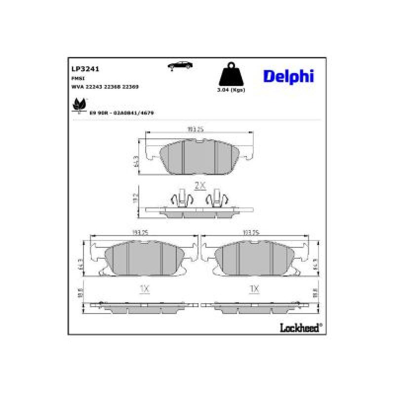 Jeu de 4 plaquettes de frein avant DELPHI LP3241 - Visuel 2