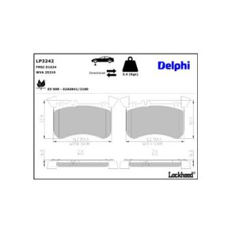 Jeu de 4 plaquettes de frein avant DELPHI [LP3242]
