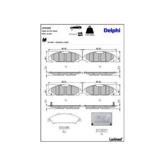 Jeu de 4 plaquettes de frein avant DELPHI LP3255 pour FIAT PUNTO 60 1.2 - 58cv