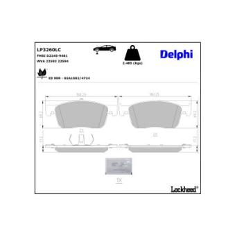 Jeu de 4 plaquettes de frein avant DELPHI LP3260LC pour CITROEN JUMPY 1.6 BlueHDi 95 - 95cv