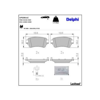 Jeu de 4 plaquettes de frein avant DELPHI LP3261LC pour CITROEN JUMPY 1.6 BlueHDi 95 - 95cv