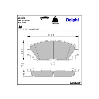 Jeu de 4 plaquettes de frein avant DELPHI OEM 0446574040