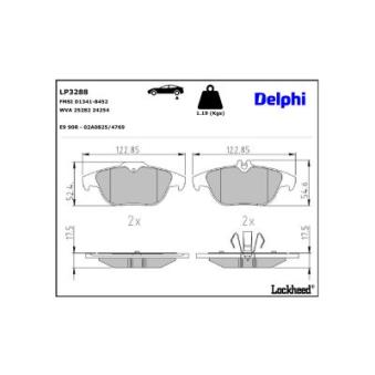 Jeu de 4 plaquettes de frein arrière DELPHI LP3288 pour MAZDA 5 E 350 BlueTEC - 252cv