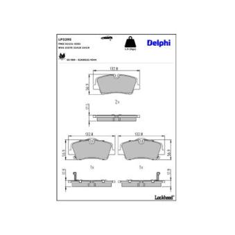Jeu de 4 plaquettes de frein arrière DELPHI LP3295 pour HYUNDAI H350 2.5 CRDI - 150cv