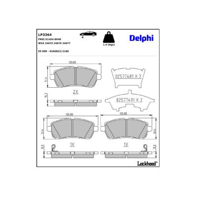 Jeu de 4 plaquettes de frein avant DELPHI LP3364 - Visuel 2
