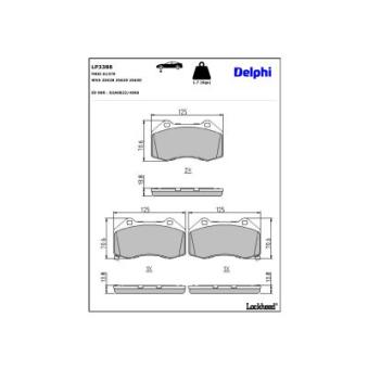 Jeu de 4 plaquettes de frein avant DELPHI LP3388 pour FORD GRANADA 2.0 - 184cv