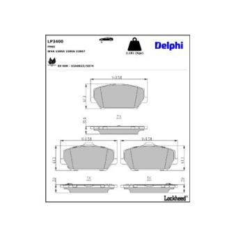 Jeu de 4 plaquettes de frein avant DELPHI OEM 58101D4A80