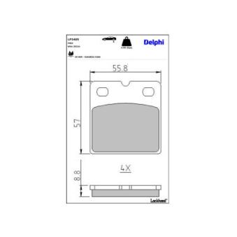 Jeu de 4 plaquettes de frein arrière DELPHI LP3405 pour AUDI A1 100D AWD - 525cv