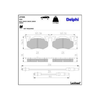Jeu de 4 plaquettes de frein avant DELPHI LP350 pour FORD TRANSIT 1.6 E - 88cv