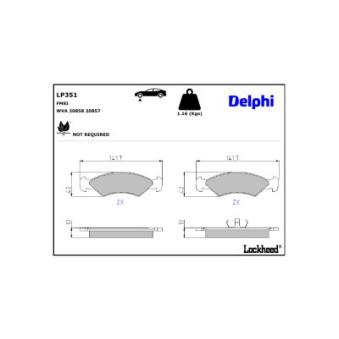 Jeu de 4 plaquettes de frein avant DELPHI OEM 89FX2K021AA