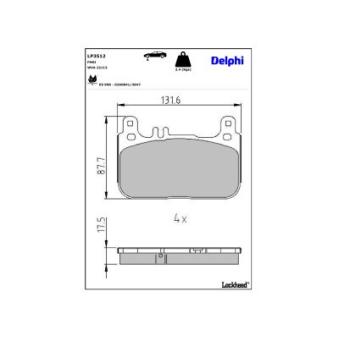 Jeu de 4 plaquettes de frein avant DELPHI OEM A0064209620