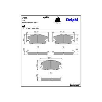 Jeu de 4 plaquettes de frein avant DELPHI [LP353]
