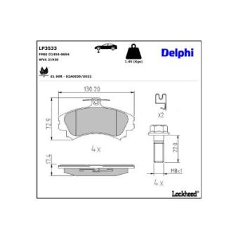 Jeu de 4 plaquettes de frein avant DELPHI LP3533 pour SMART FORFOUR 1.1 - 75cv
