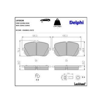 Jeu de 4 plaquettes de frein avant DELPHI OEM A0004205303