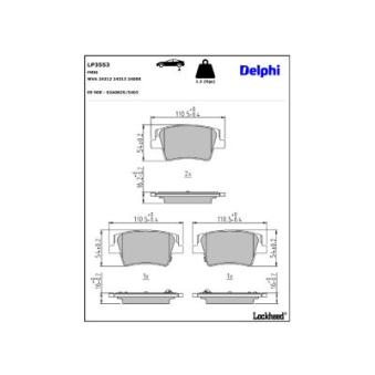 Jeu de 4 plaquettes de frein avant DELPHI OEM 58302S1A70