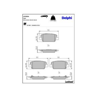 Jeu de 4 plaquettes de frein arrière DELPHI [LP3554]