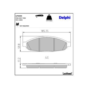 Jeu de 4 plaquettes de frein avant DELPHI [LP3555]