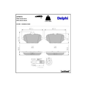 Jeu de 4 plaquettes de frein arrière DELPHI [LP3572]