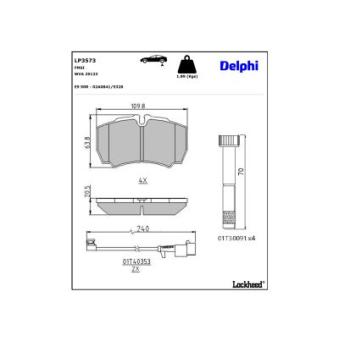 Jeu de 4 plaquettes de frein arrière DELPHI OEM 42576681