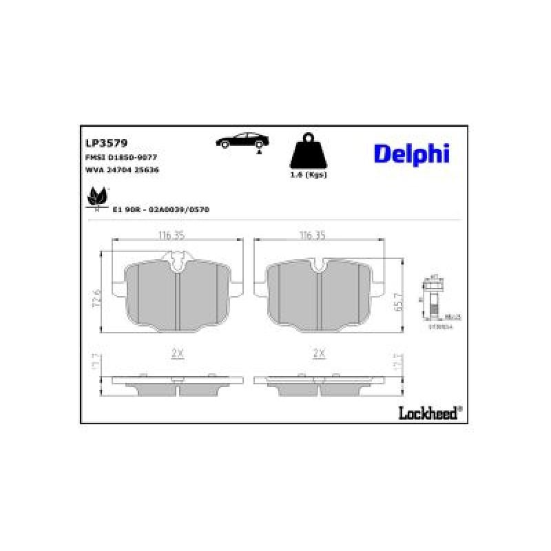 Jeu de 4 plaquettes de frein arrière DELPHI LP3579 - Visuel 2