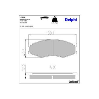 Jeu de 4 plaquettes de frein avant DELPHI LP358 pour IVECO DAILY LINE 1.6 16V - 97cv