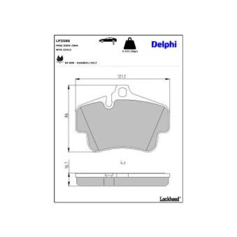 Jeu de 4 plaquettes de frein arrière DELPHI LP3586 pour PORSCHE 911 3.8 - 408cv
