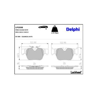 Jeu de 4 plaquettes de frein arrière DELPHI [LP3598]